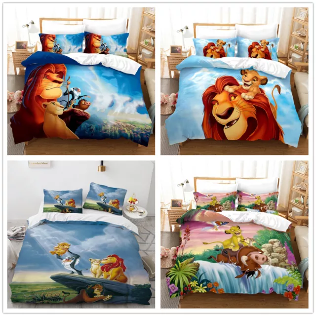 3D The Lion King Simba Bettwäsche Kinder Löwe Bettbezug Set 135x200cm/200x200cm