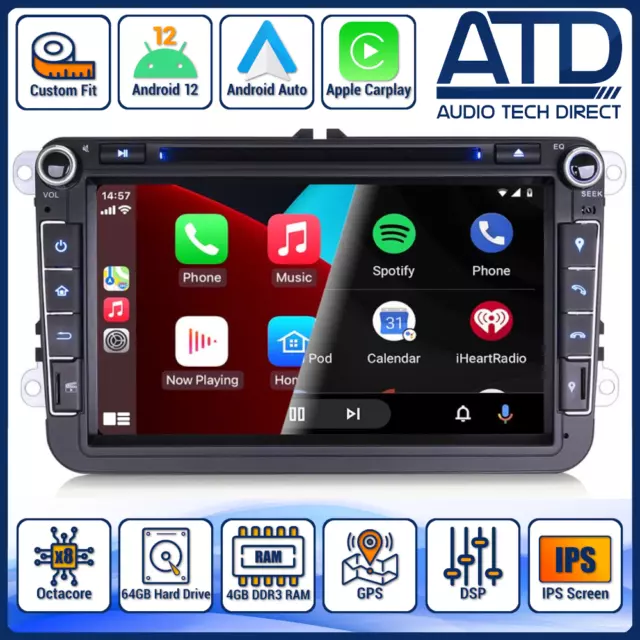 Android Auto CarPlay For VW Golf MK5 MK6 Bora T5 SatNav GPS WiFi Radio 8" Stereo