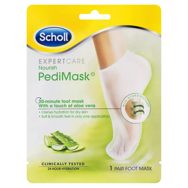 Scholl Expert Care Nourish PediMask 1 Pair Foot Mask Intense Hydration Aloe Vera