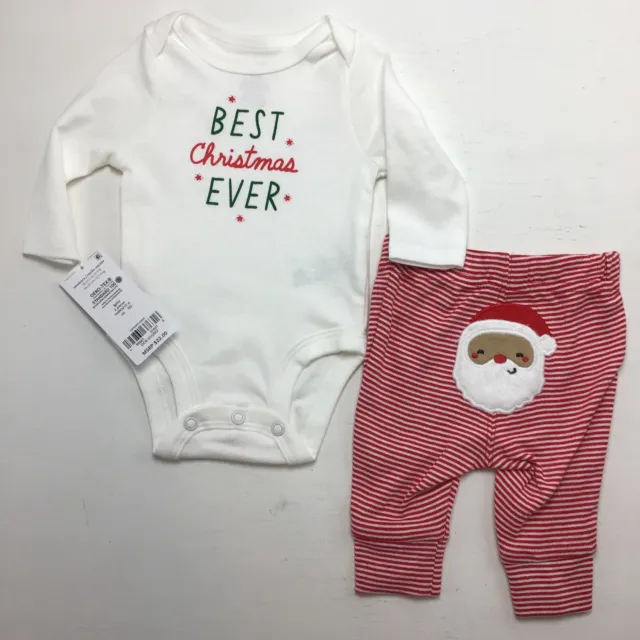 Baby Boy Girl Carters Newborn Outfit.  Best Christmas Ever.  2 Piece, Santa
