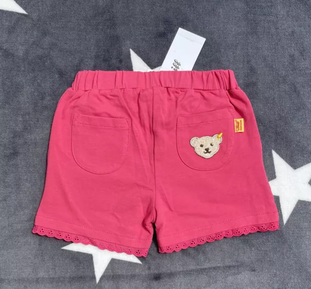 ☀️ STEIFF ☀️ Baby Kinder Shorts kurze Hose Pink Sommer Urlaub Größe 86 NEU