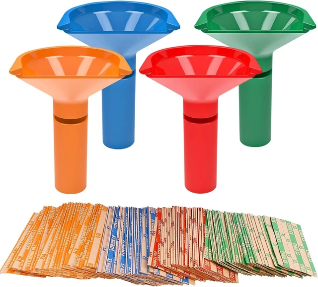 4PCS/SET 4 Color-Coded Coin Storage & Sorter Tubes Assorted Wrappers Counters US