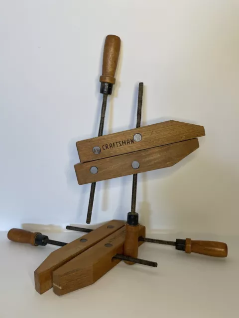 Lot Of 2 Vintage 10" Craftsman Wood Clamps Hand Screw 7-1/4”  Opening