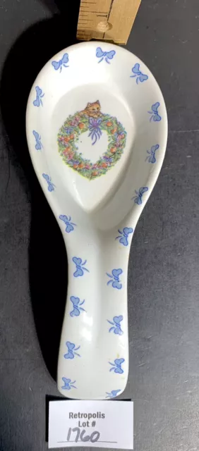 Cocina de cerámica CUCHARA DESCANSO diseño corona gatito azul blanco