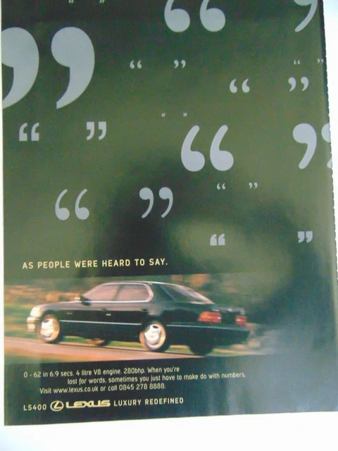 2000 LEXUS LS 400  vintage art print ad