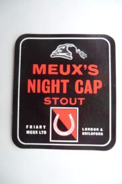 Mint Friary Meux London & Guildford Night Cap Stout Brewery Beer Bottle Label