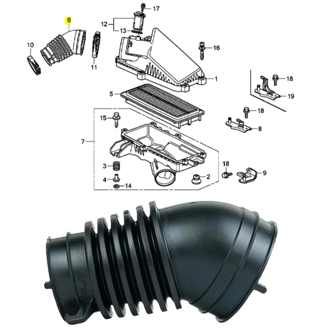 For 03-07 Honda Accord Air Cleaner Intake Chamber Tube Hose 17138-RAA 17152-RAA