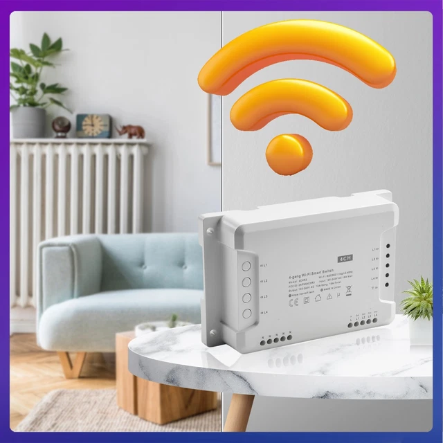 4 WAY SMART Switch Module APP Controlled Voice Control Compatible Easy ...