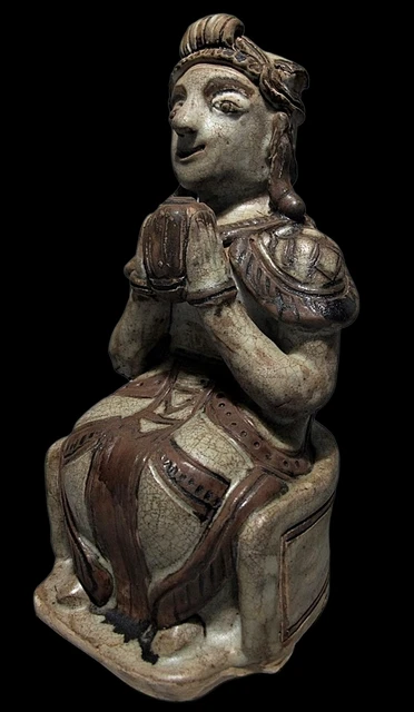 Antique Thai Swankhalok Buddha Figure Stoneware Pottery 16th C