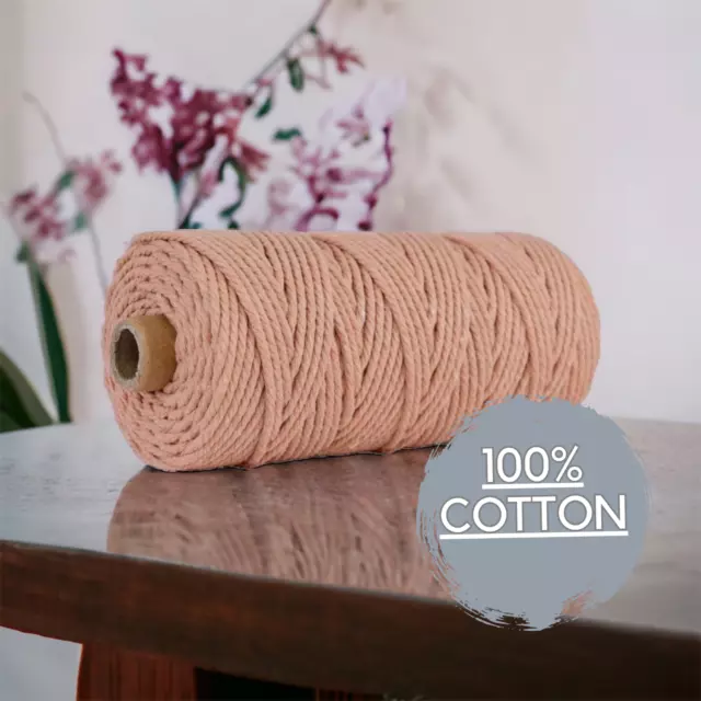 4MM 3ply macrame cord LATTE, 100m Australia, High Quality 100% Soft Cotton