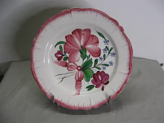 Ancienne assiette faïence du XVIIIeme ou XIXeme décor de fleur Les Islettes