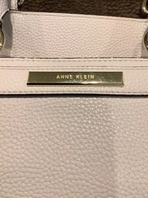 Anne Klein Cream Satchel Cross Body Hand Bag Purse 12” With Gold Accents Read 3