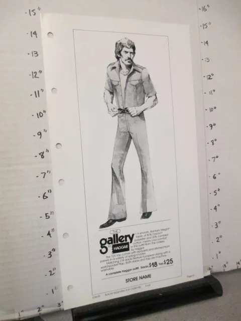 HAGGAR 1976 MEN'S clothing sales ad sheet GALLERY epaulets shirt pants ...