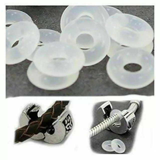 Rubber Stopper Rings Silicone Beads Spacer Fit European Clip Charm UK Seller