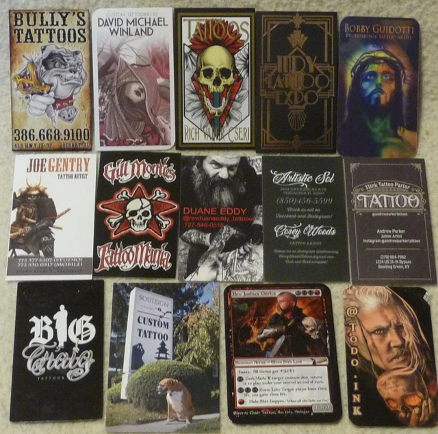 Lote de tarjetas de visita de tienda de tatuajes
