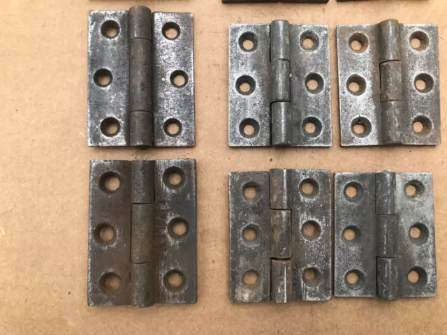 Large Lot of (16) Antique 2" to 2-1/2" Cast Iron Cabinet Door Butt Hinges 2