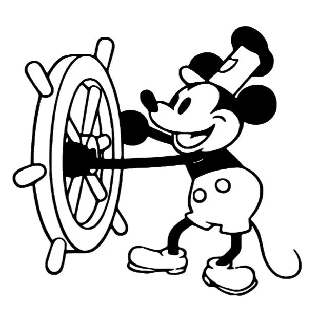 Steamboat Willie Micky Mouse Matte Black Permanent Vinyl Decal Sticker