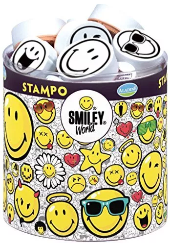 Aladine STAMPO Scrap, Gummi-Stempelset + Stempelkissen Smiley - 39tlg.