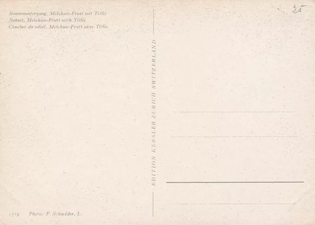 alte AK Sonnenuntergang Melchsee-Frutt m. Titlis ungelaufen Ansichtskarte E3277i 2