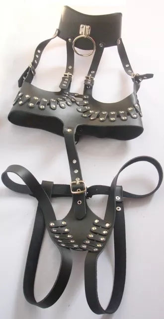 Set intimo slave a collare costrittivo collo completo intimo bdsm bondage 3