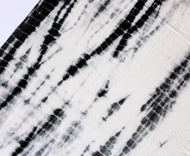 indian Shibori White & black Tie Dye cotton fabric, Soft Light Weight fabric