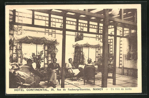 CPA Nancy, Hotel Continental, 35 Rue du Faubourg-Stanislas, le jardinterrasse