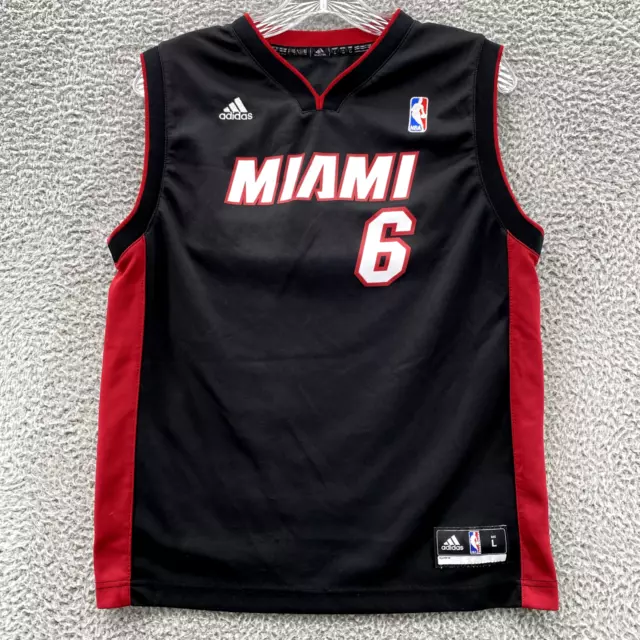 Adidas LeBron James #6 Miami Heat Men's size 50 NBA Black Sewn  Basketball Jersey