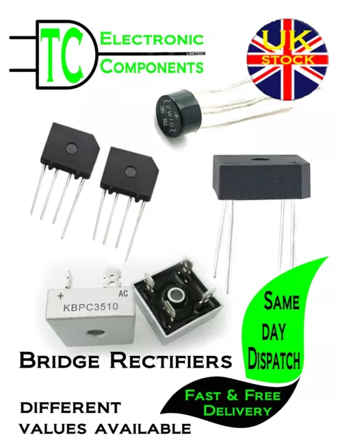 Bridge Rectifiers 2A to 50A 100V to 1000V Through hole PCB and Chassis Mount