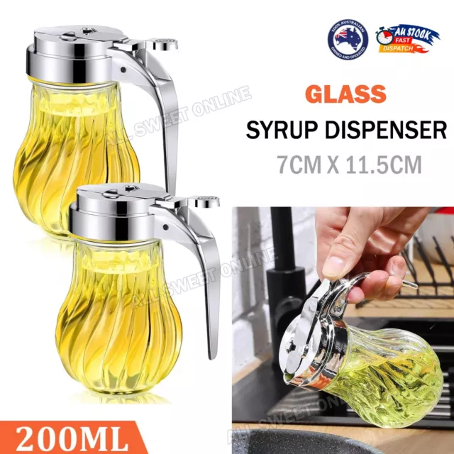 Syrup Dispenser Glass 200ML Honey Maple Pot Jar Sugar Dispenser Retracting Spout