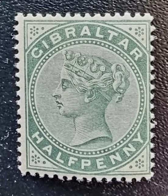Gibraltar 1886 SG 8 Dull Green Half Penny  QV MH