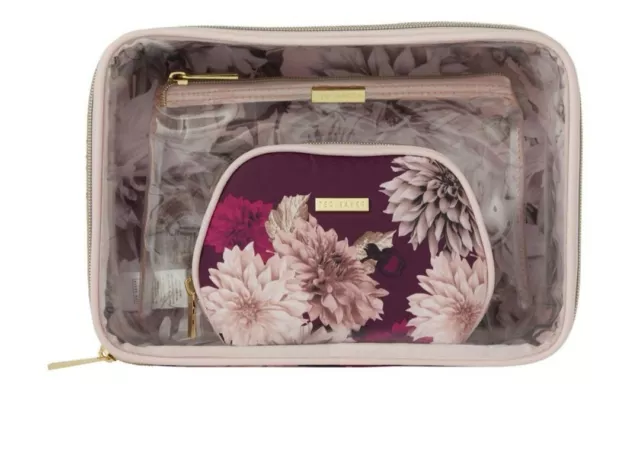 Ted Baker Make-up Waschtasche Kosmetik Reisetasche Toilettentasche Roségold Blumenmuster 2