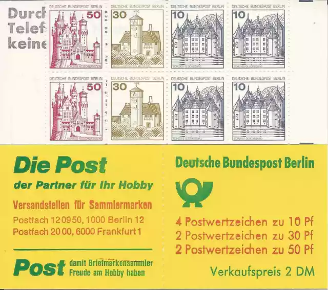 Berlin - Markenheftchen - Nr. 10a II postfrisch - Burgen & Schlösser Juni 1977