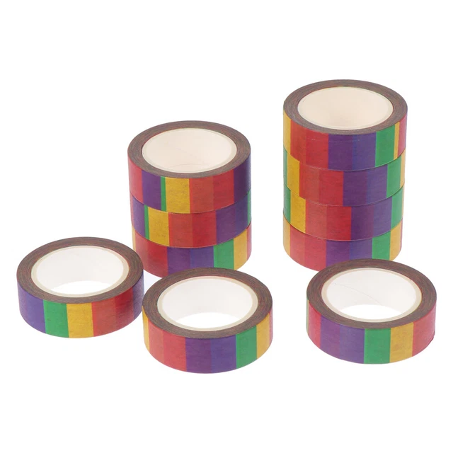 10 Rolls Bande Arc-en-ciel Washi Tape Autocollants Colorés Compte À Main
