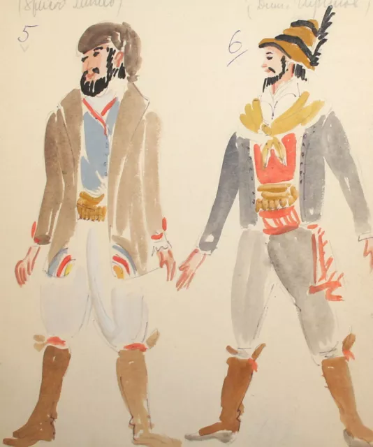 Costumes de théâtre vintage conception aquarelle