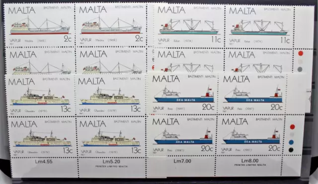 Malta 1987 Navi Imbarcazioni Serie Completa Nuova In Quartina Mnh** Set (C.v)