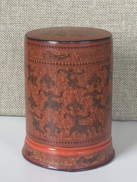 Antique Red Lacquer Burmese Betel Box Lacquerware Burma Myanmar Lacquer Box