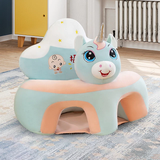 Funda de sillón de bebé dibujos animados lindo animal sin relleno para niños y niñas (unicornio azul)