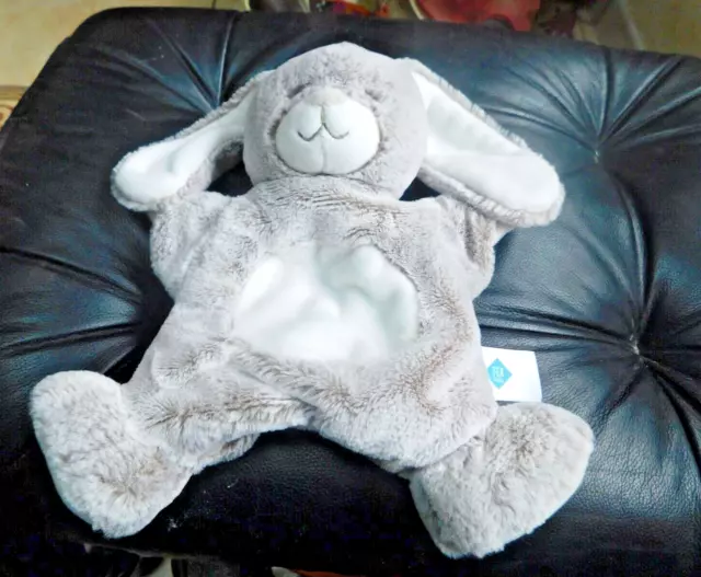 Peluche Doudou Marionnette Lapin TEX Baby Carrefour Beige Crème Brun Gris