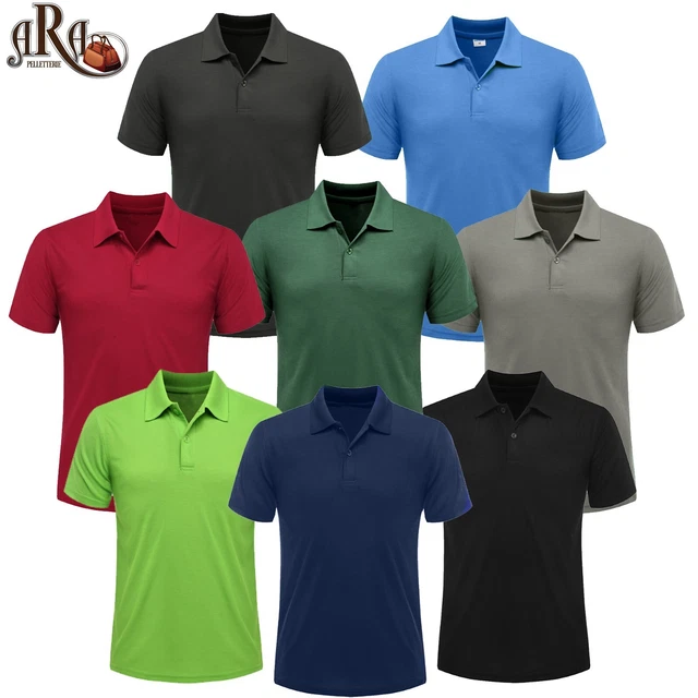 Polo manica corta colorata t-shirt uomo cotone traspirante 3 bottoni maglietta