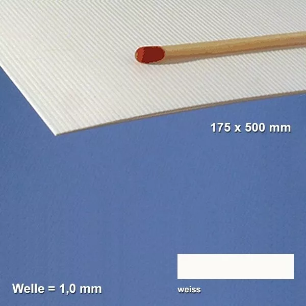 (28,00€/m²) Wellkarton, weiß 1 mm Welle Schulcz, Format ca. 175 x 500 mm