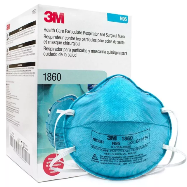 3M 1860 N95 NIOSH Adult Face Masks, 20 per box