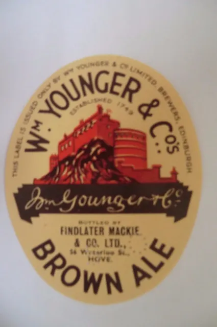 Mint Wm Younger Brown Ale Bottled By Findlater Hove Brewery Bottle Label