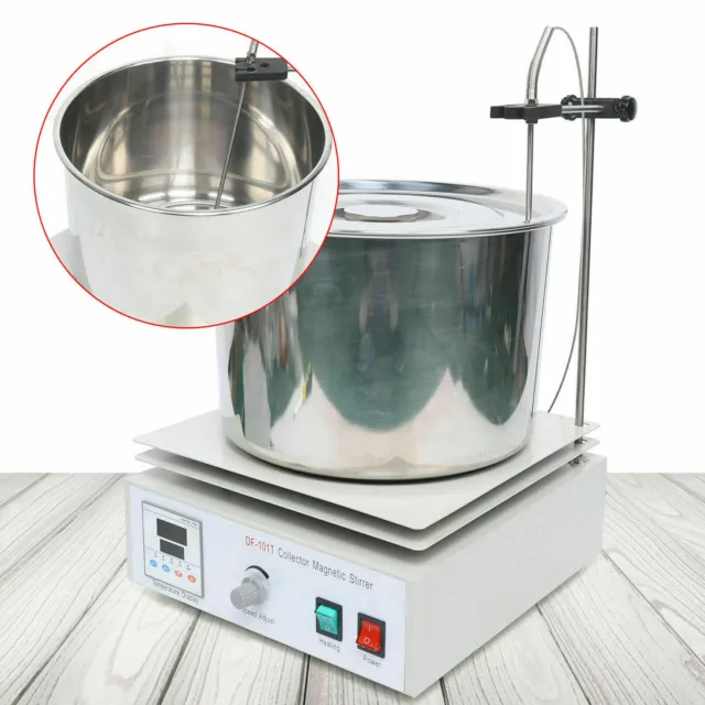 Digital Magnetic Stirrer Water Oil Bath Thermostat Heating Hotplate + 10L Barrel