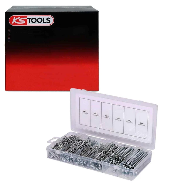 KS TOOLS SPLINTE ASSORTIMENTO 1000 pezzi SPLINT PERNO DI SICUREZZA BULLONE DRITTO