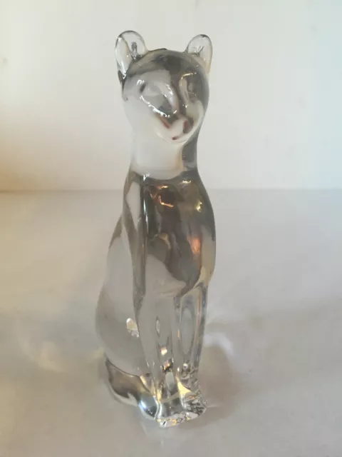 1x Silvestri Art Glass Clear Sitting Cat Puma Lynx Jaguar Figurine 6.25" tall 3