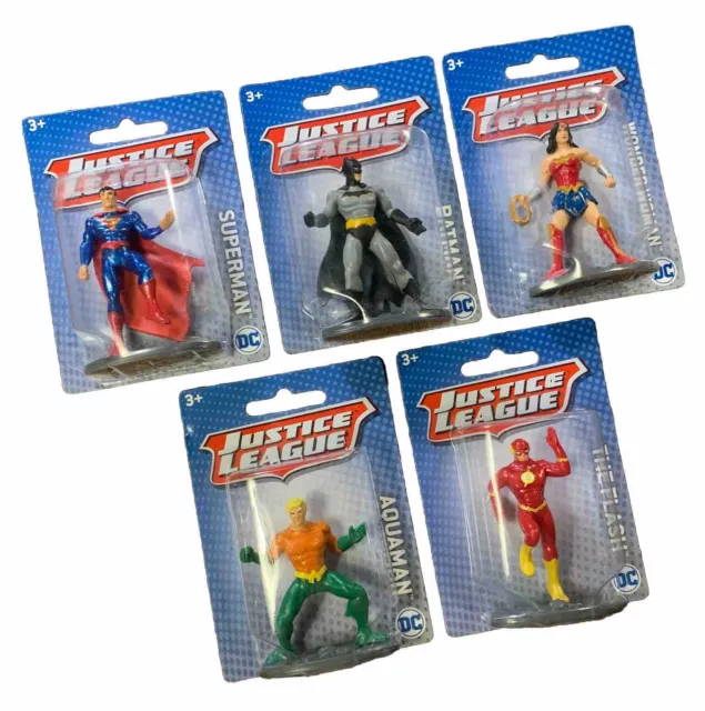 5 Justice League Mini Figures ~ Flash, Super Man, Batman, Wonder Woman, Aquaman