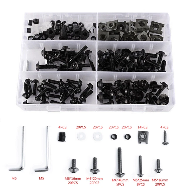 16-Piece M6 Motorcycle Fairing Bolts Kit – Black Clips & Screws For Sportbike – Uxcell 2 thumbnail image