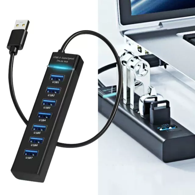 7 Port 3.0 Powered USB HUB High Speed S AC Adapter Cable PC Splitter Extender AU