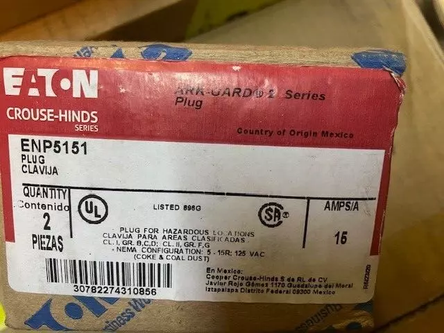 (2 PACK) Eaton CROUSE HINDS ENP5151 15-Amp EXPLOSION PROOF 15A 125V PLUG