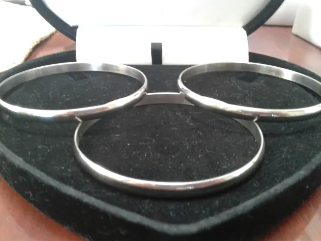 Womens 14K Wg & Sts  Cuff Bangle Bracelet Set Of 3 Sz 9 Inch  + Bonus!